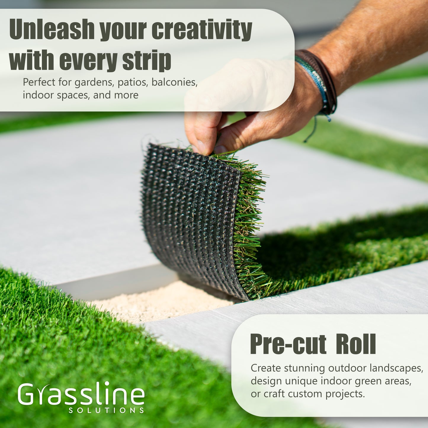 Nova Artificial Grass Strip 3'' x 25ft for Indoor/Outdoor Use-Realistic, 1" Thick Synthetic Turf for DIYers and Professionals, Pre-Cut Roll for Easy Installation and Creative Designs