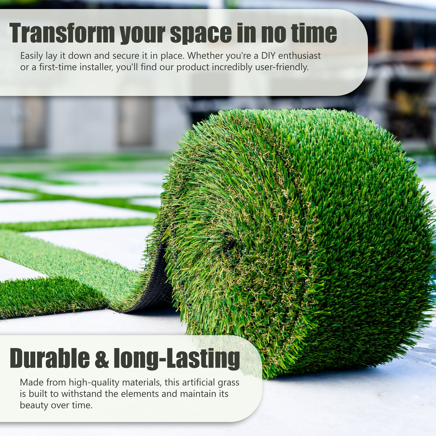 Nova Artificial Grass Strip 3'' x 25ft for Indoor/Outdoor Use-Realistic, 1" Thick Synthetic Turf for DIYers and Professionals, Pre-Cut Roll for Easy Installation and Creative Designs